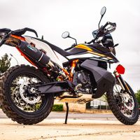 Escape compatível com Ktm Adventure 890 2025-2026, Furore Nero, Sistema racing Silencioso com tubo de ligação 