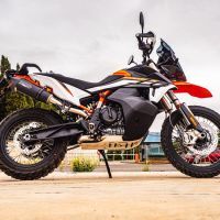 GPR escape compatível com  Ktm Adventure 890 2020-2024, New Grand Prix Evo Black Titanium, Escape legal, homologado, silenciador com db killer removível e tubo de ligação específico 