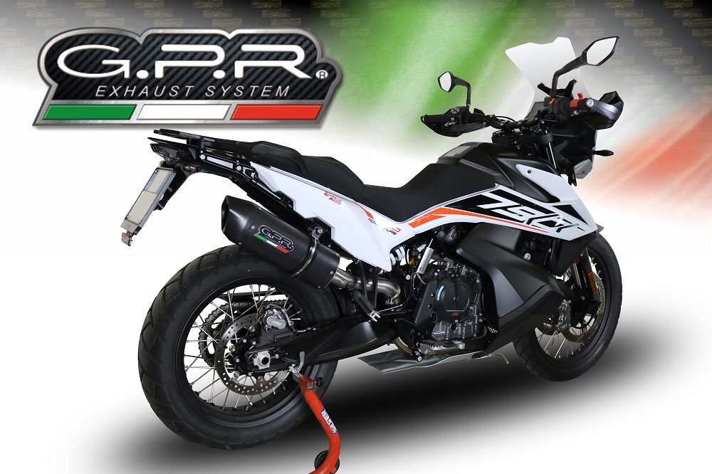 Escape compatível com Ktm Adventure 790 2018-2020, Furore Evo4 Nero, Escape legal, homologado, silenciador com db killer removível e tubo de ligação específico 