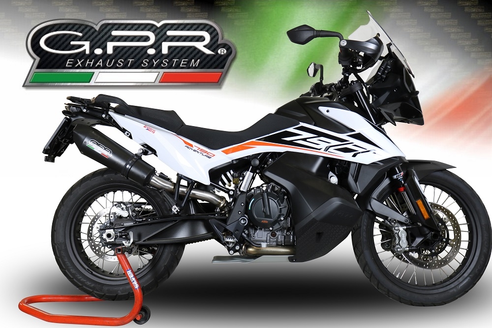 GPR escape compatível com  Ktm Adventure 790 2021-2024, New Grand Prix Evo Black Titanium, Escape legal, homologado, silenciador com db killer removível e tubo de ligação específico 