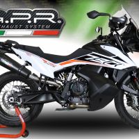 GPR escape compatível com  Ktm Adventure 790 2021-2024, New Grand Prix Evo Black Titanium, Escape legal, homologado, silenciador com db killer removível e tubo de ligação específico 