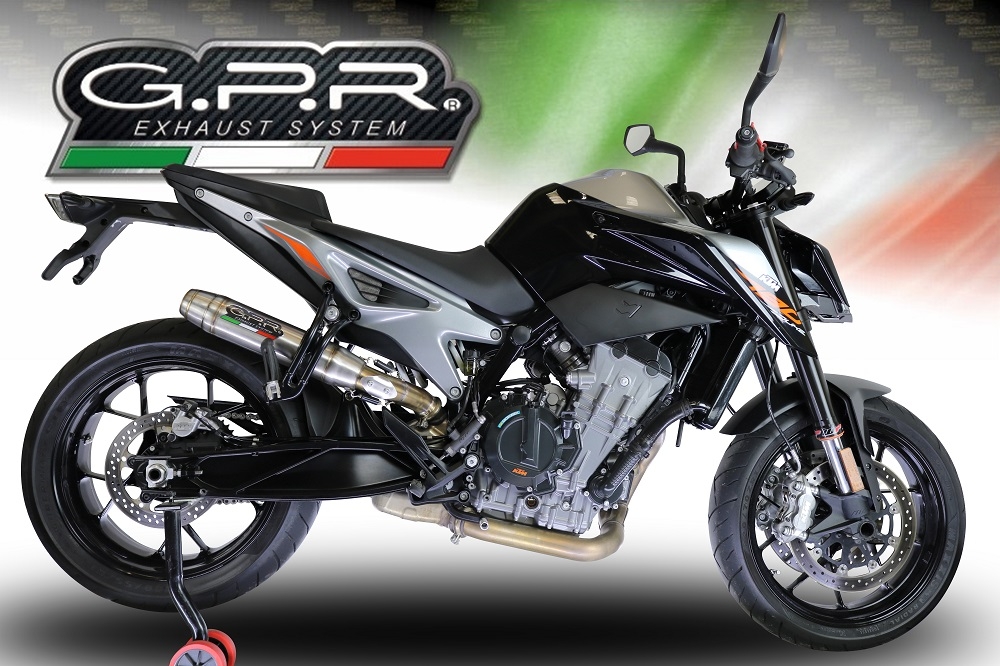 Escape compatível com Ktm Duke 790 2017-2020, Deeptone Inox, Sistema racing Silencioso com tubo de ligação 