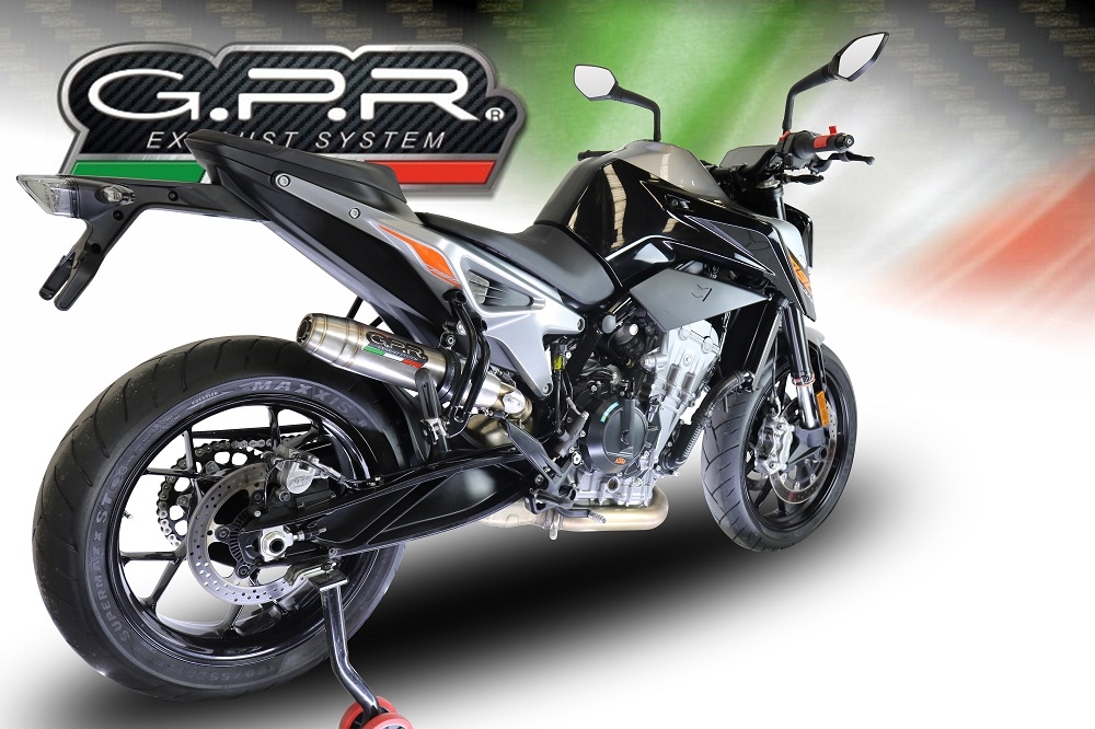Escape compatível com Ktm Duke 790 2017-2020, Deeptone Inox, Sistema racing Silencioso com tubo de ligação 