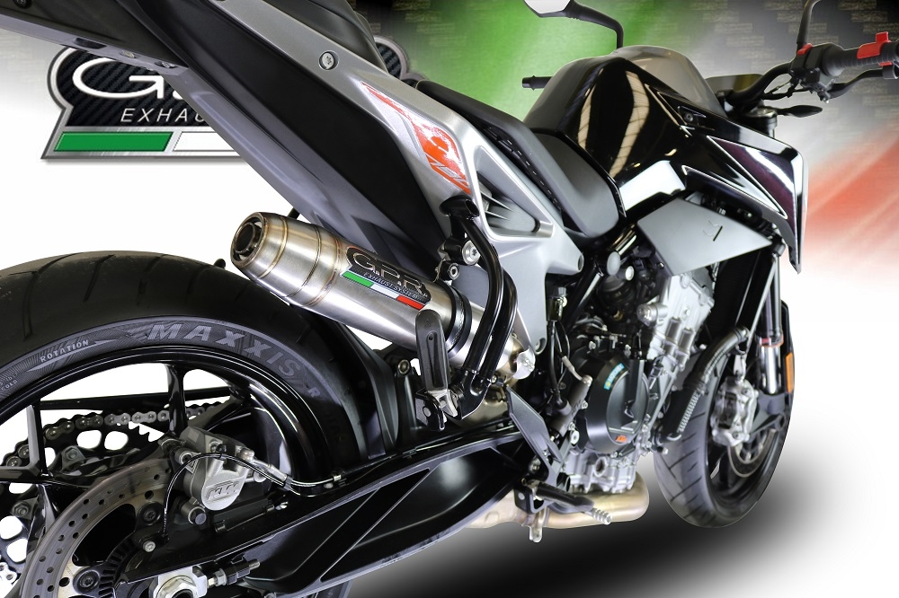 Escape compatível com Ktm Duke 790 2017-2020, Deeptone Inox, Sistema racing Silencioso com tubo de ligação 
