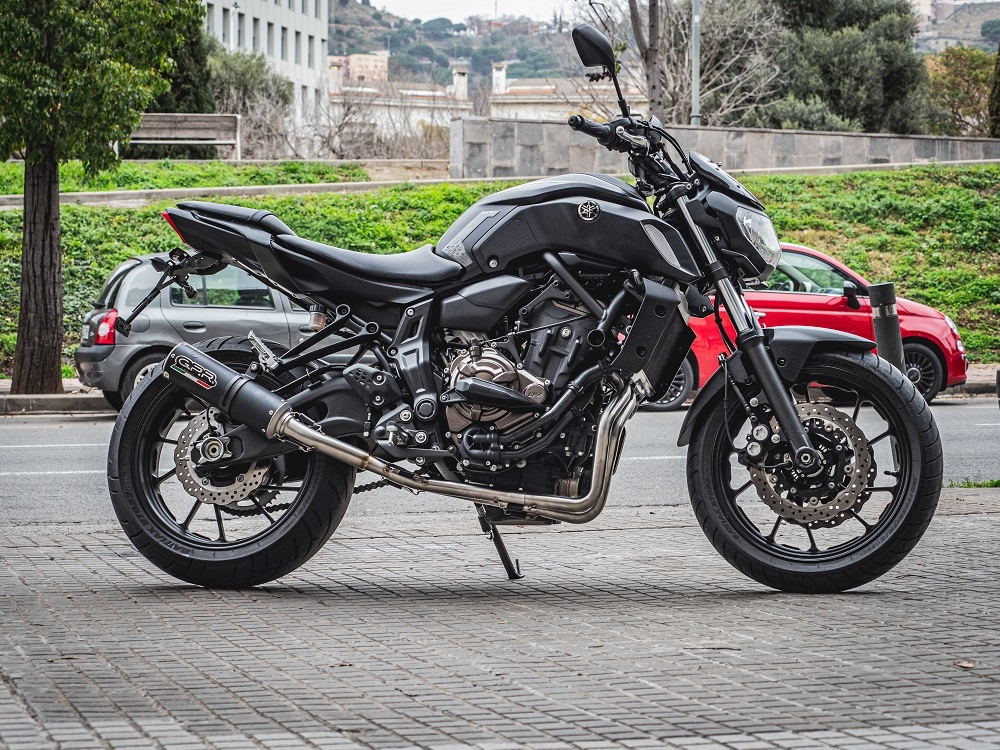 Escape compatível com Yamaha Mt-07 2017-2020, M3 Black Titanium, Escape completo, não legal para países da UE, com db killer removível 