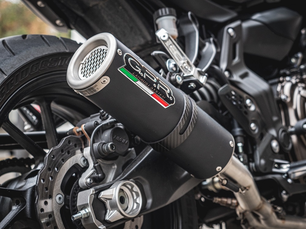 Escape compatível com Yamaha Tracer 700 2016-2019, M3 Black Titanium, Escape completo, não legal para países da UE, com db killer removível 