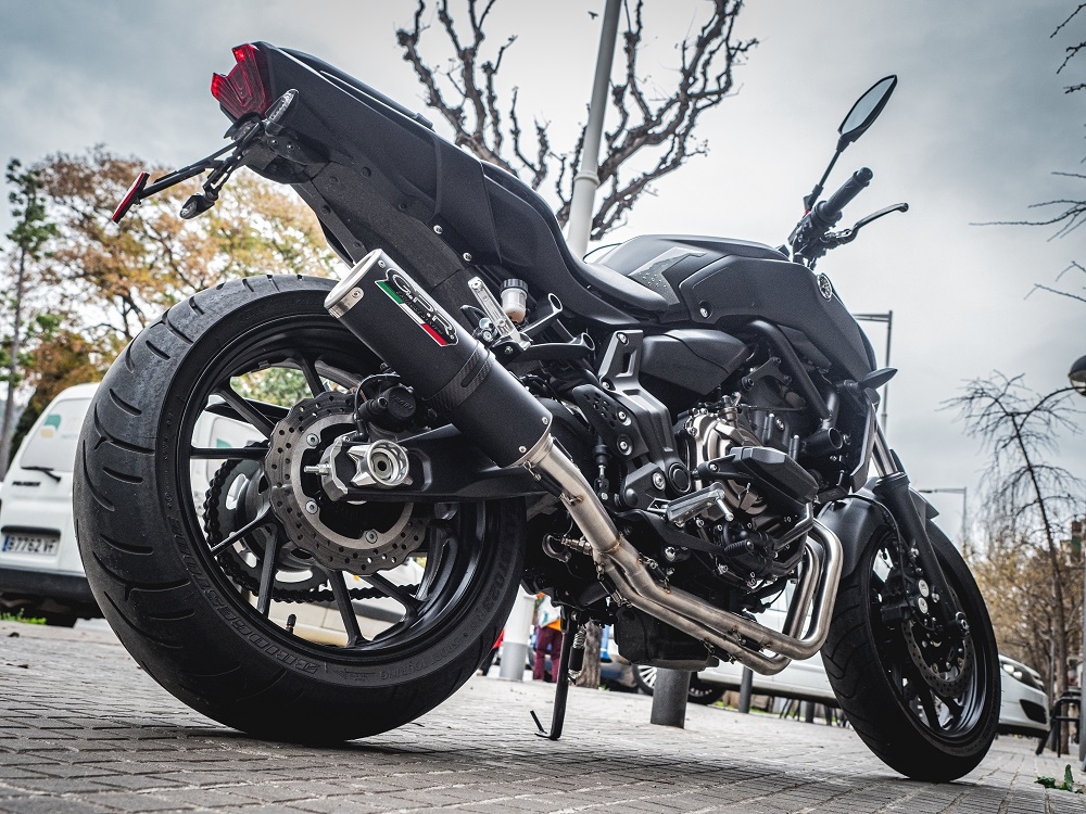 Escape compatível com Yamaha Tracer 700 2016-2019, M3 Black Titanium, Escape completo, não legal para países da UE, com db killer removível 