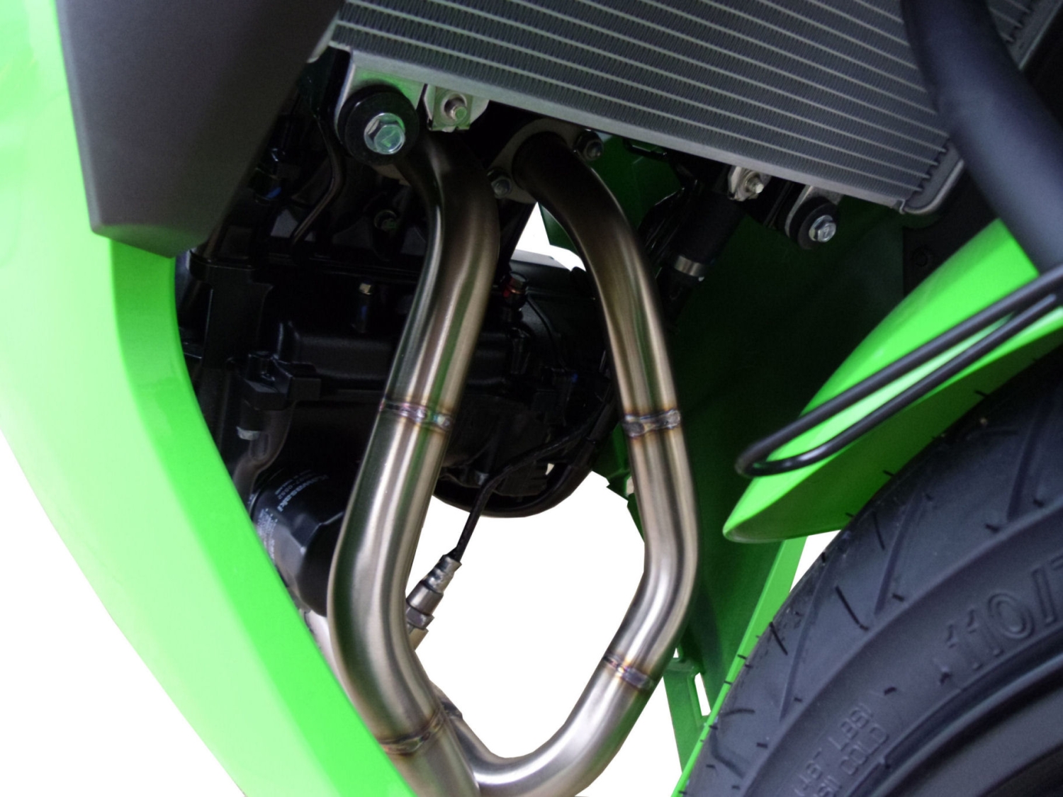 Escape compatível com Kawasaki Ninja 300 R 2012-2017, Deeptone Inox, Escape completo, não legal para países da UE, com db killer removível 