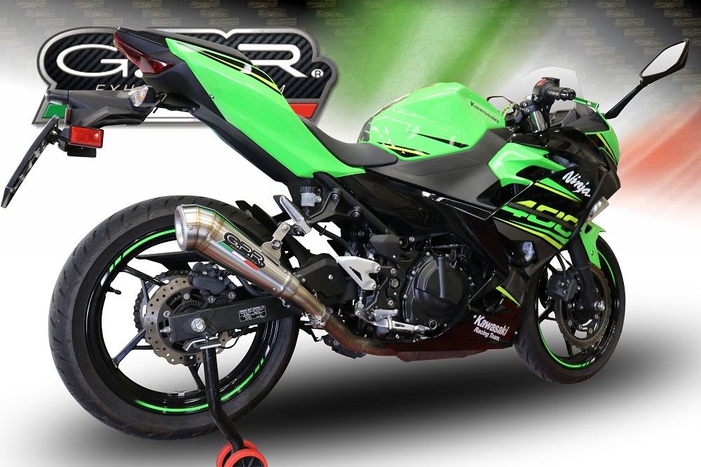 Escape compatível com Kawasaki Ninja 400 2023-2025, Powercone Evo, Escape legal, homologado, silenciador com db killer removível e tubo de ligação específico 