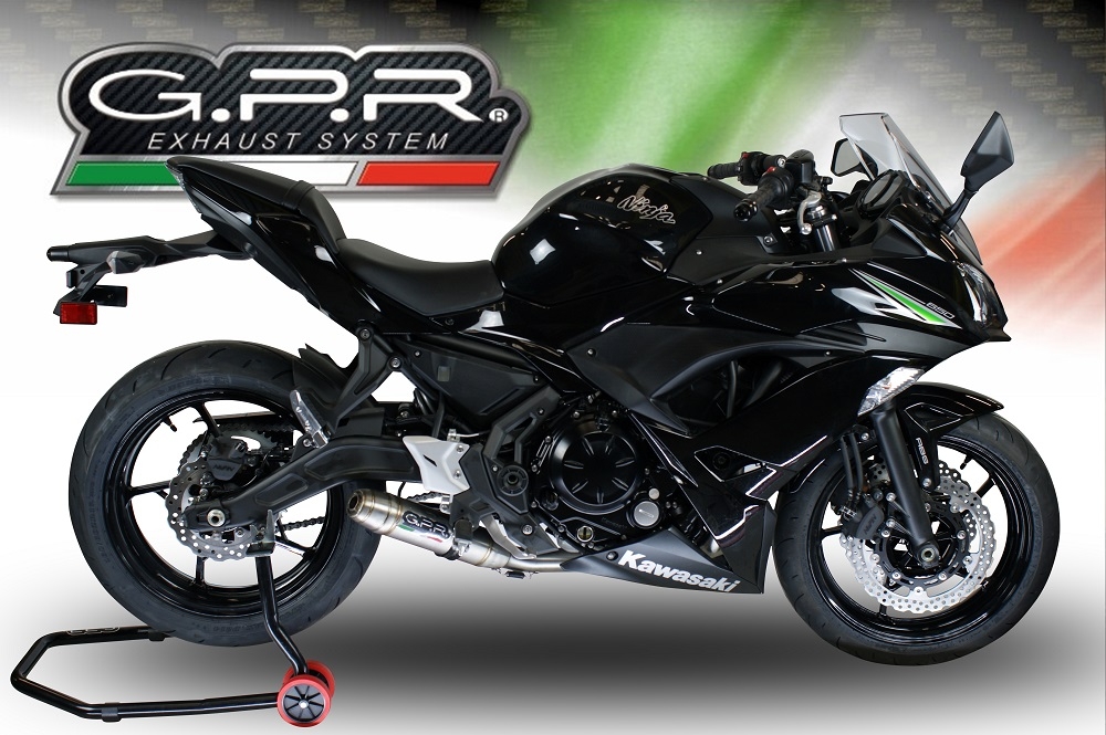 Escape compatível com Kawasaki Ninja 650 2017-2020, Deeptone Inox, Escape completo, não legal para países da UE, com db killer removível 