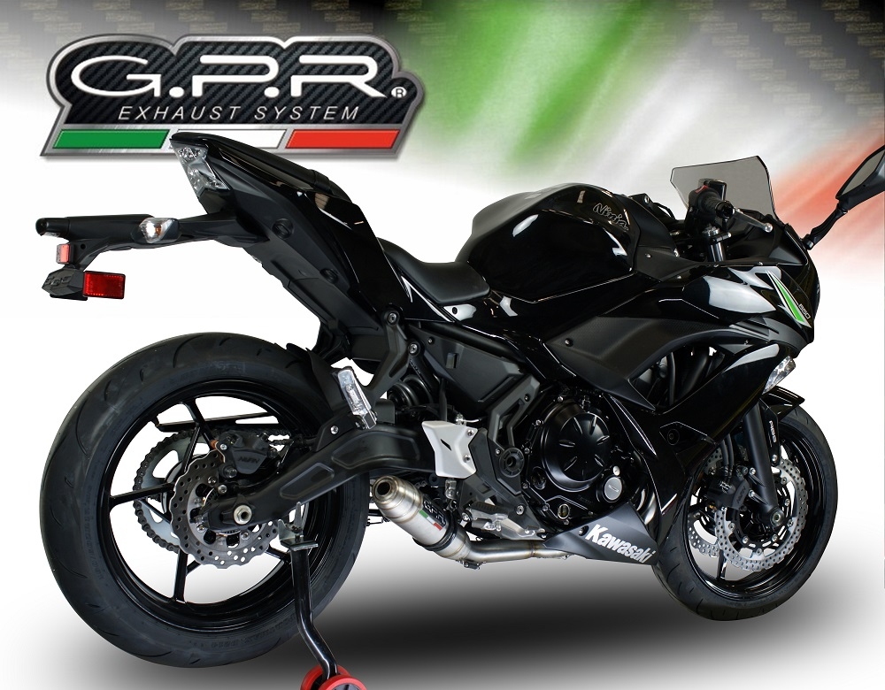 Escape compatível com Kawasaki Ninja 650 2017-2020, Deeptone Inox, Escape completo, não legal para países da UE, com db killer removível 