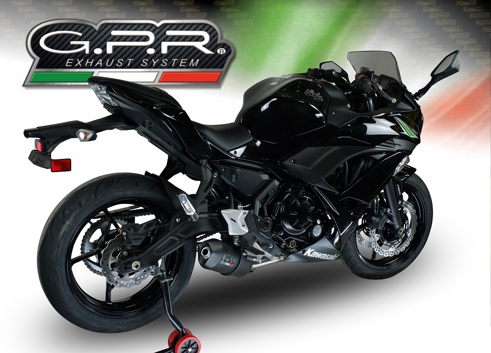 Escape compatível com Kawasaki Ninja 650 2017-2020, Furore Nero, Escape completo, não legal para países da UE, com db killer removível 