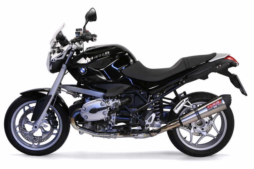 GPR escape compatível com  Bmw R 1200 R 2011-2014, New Grand Prix Evo Titanium, Escape legal, homologado, silenciador com db killer removível e tubo de ligação específico 