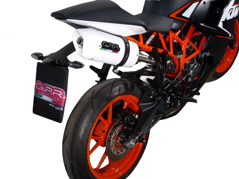 Escape compatível com Ktm Duke 125 2011-2016, Albus Ceramic, Escape homologado, legal para mercados NÃO europeus, incluindo tubo de ligação e db killer removível 