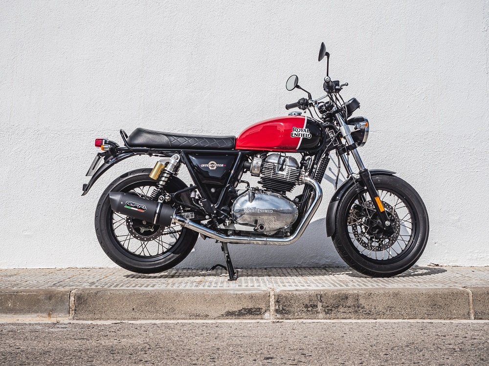 Escape compatível com Royal Enfield Interceptor 650 2021-2025, Furore Evo4 Nero, Escape duplo, não legal para os países membros da UE, incluindo db killers removíveis e tubos de ligação 