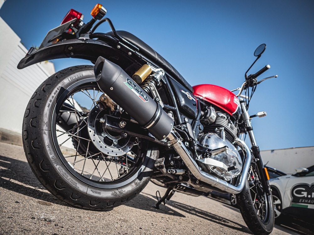 Escape compatível com Royal Enfield Interceptor 650 2021-2025, Furore Evo4 Nero, Escape duplo, não legal para os países membros da UE, incluindo db killers removíveis e tubos de ligação 