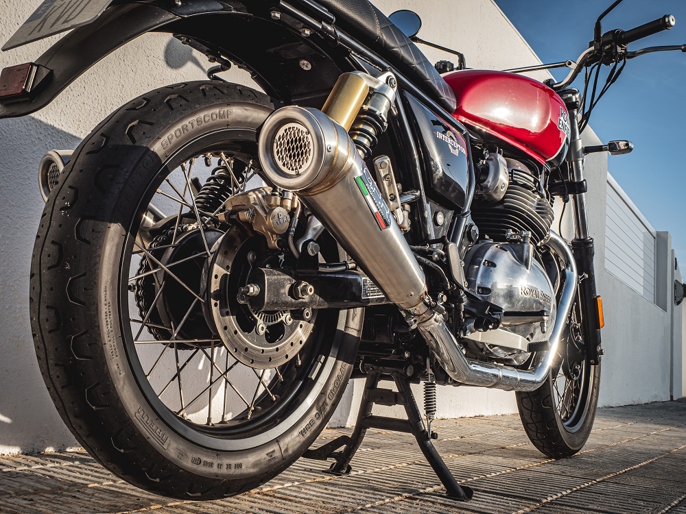 Escape compatível com Royal Enfield Interceptor 650 2021-2025, Powercone Evo, Escape duplo, não legal para os países membros da UE, incluindo db killers removíveis e tubos de ligação 