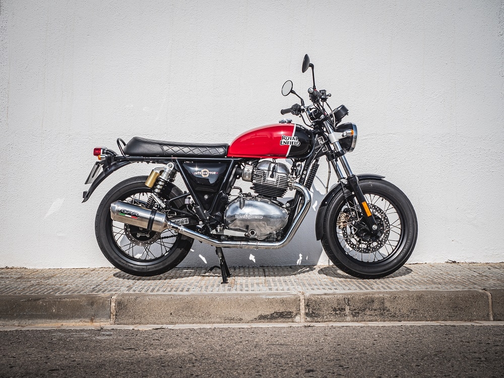 Escape compatível com Royal Enfield Interceptor 650 2019-2020, Satinox, Escape duplo, não legal para os países membros da UE, incluindo db killers removíveis e tubos de ligação 