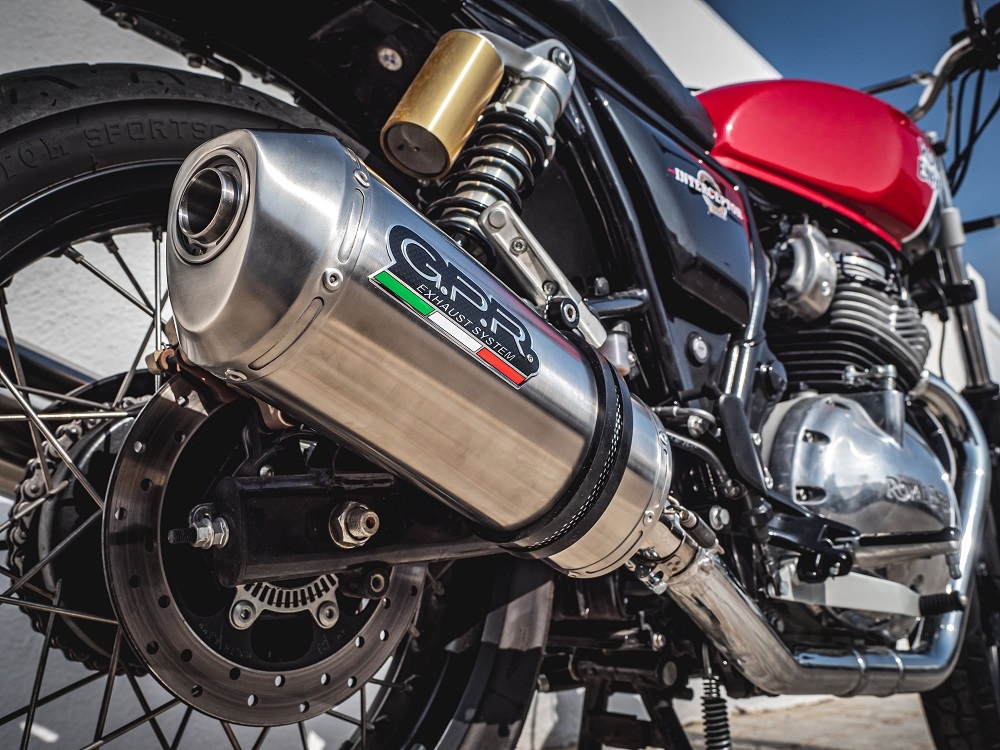 Escape compatível com Royal Enfield Interceptor 650 2019-2020, Satinox, Escape duplo, não legal para os países membros da UE, incluindo db killers removíveis e tubos de ligação 