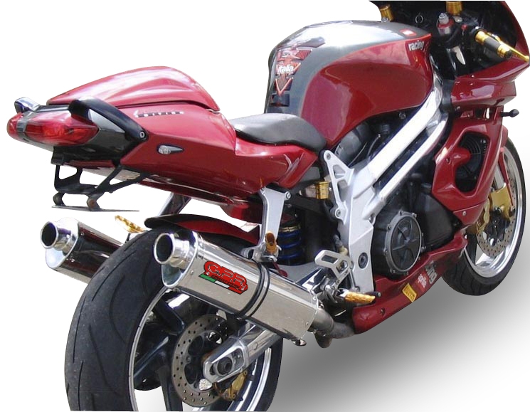 Escape compatível com Aprilia Rsv 1000 R Factory 2004-2005, Trioval, Par de silenciosos de escape homologadas, com db killer removível e tubos de ligação específicos 
