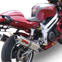 Escape compatível com Aprilia Rsv 1000 R Factory 2004-2005, Trioval, Par de silenciosos de escape homologadas, com db killer removível e tubos de ligação específicos 