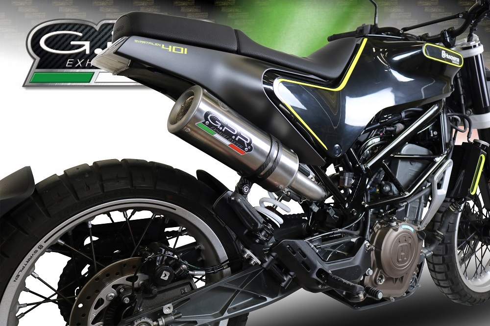 GPR escape compatível com  Husqvarna Svartpilen 401 2018-2019, M3 Titanium Natural, Escape homologado semi-completo com db killer removível e com catalisador 
