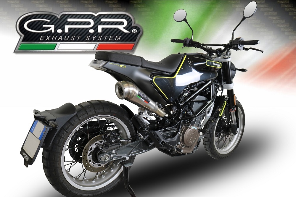 GPR escape compatível com  Husqvarna Svartpilen 401 2018-2019, Powercone Evo, Escape homologado semi-completo com db killer removível e com catalisador 