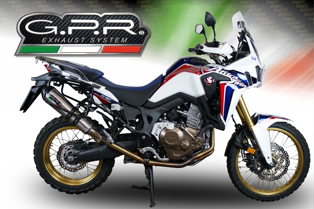 GPR escape compatível com  Honda Crf 1000 L Africa Twin 2015-2017, New Grand Prix Evo Titanium, Escape legal, homologado, silenciador com db killer removível e tubo de ligação específico 