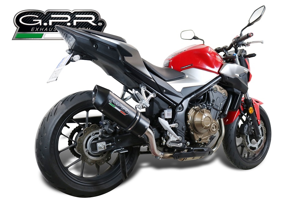 Escape compatível com Honda Cb 500 F 2016-2018, Furore Evo4 Nero, Escape legal, homologado, silenciador com db killer removível e tubo de ligação específico 