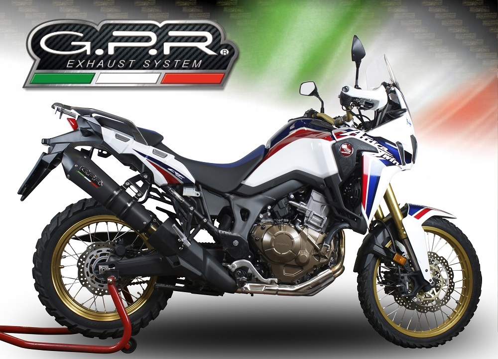 GPR escape compatível com  Honda Crf 1000 L Africa Twin 2015-2017, New Grand Prix Evo Black Titanium, Escape legal, homologado, silenciador com db killer removível e tubo de ligação específico 
