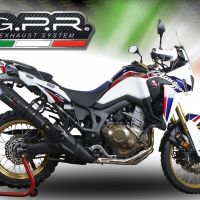 GPR escape compatível com  Honda Crf 1000 L Africa Twin 2015-2017, New Grand Prix Evo Black Titanium, Escape legal, homologado, silenciador com db killer removível e tubo de ligação específico 