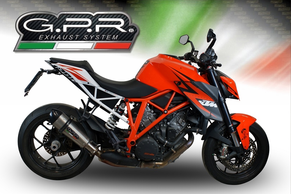 GPR escape compatível com  Ktm Super Duke 1290 R  2014-2016, New Grand Prix Evo Titanium, Escape legal, homologado, silenciador com db killer removível e tubo de ligação específico 