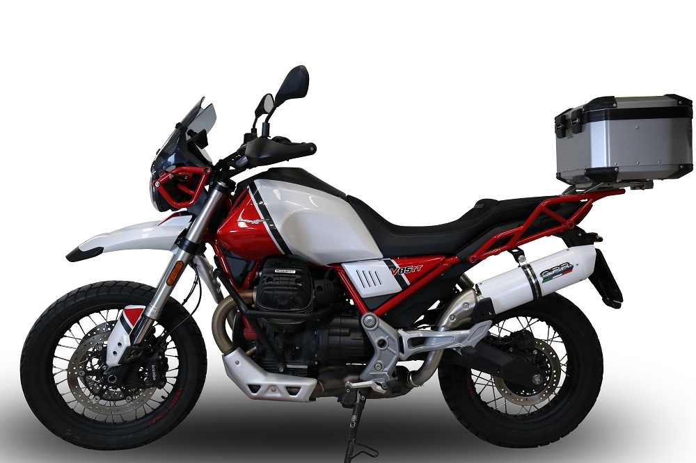 Escape compatível com Moto Guzzi V85 TT 2021-2024, Albus Evo4, Escape legal, homologado, silenciador com db killer removível e tubo de ligação específico 