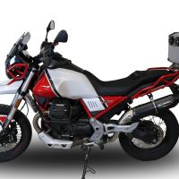 Escape compatível com Moto Guzzi V85 TT 2021-2024, Furore Nero, Sistema racing Silencioso com tubo de ligação 