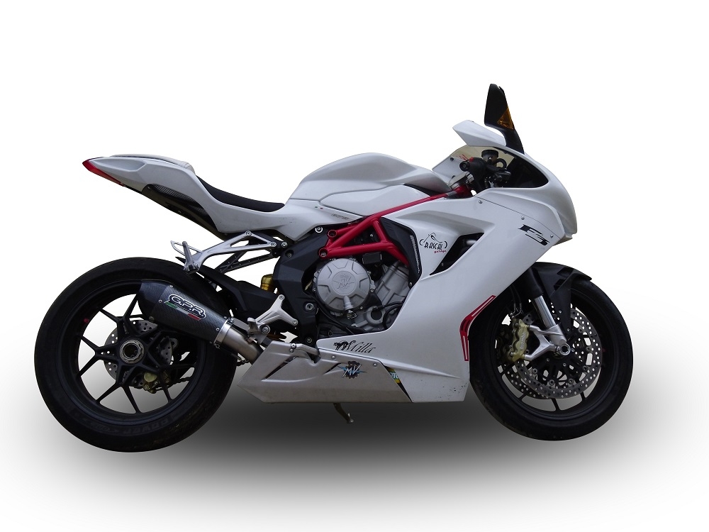 GPR escape compatível com  Mv Agusta F3 675 2012-2016, New Grand Prix Evo Poppy, Escape legal, homologado, silenciador com db killer removível e tubo de ligação específico 
