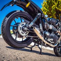 Escape compatível com Triumph Street Twin 900 2015-2019, Deeptone Inox, Par de silenciosos de escape homologadas, com db killer removível e tubos de ligação específicos 
