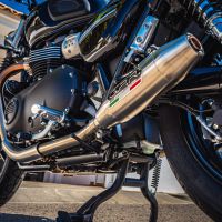 Escape compatível com Triumph Street Twin 900 2015-2019, Deeptone Inox, Par de silenciosos de escape homologadas, com db killer removível e tubos de ligação específicos 