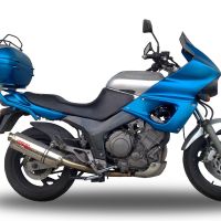 Escape compatível com Yamaha Tdm 850 1991-2001, Trioval, Par de silenciosos de escape homologadas, com db killer removível e tubos de ligação específicos 
