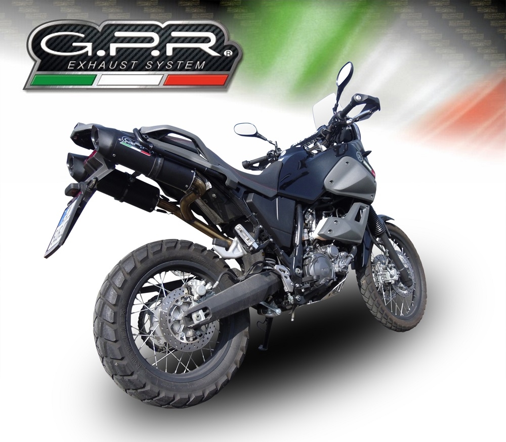 Escape compatível com Yamaha Xt 660 Z Teneré 2008-2016, Furore Nero, Par de silenciosos de escape homologadas, com db killer removível e tubos de ligação específicos 
