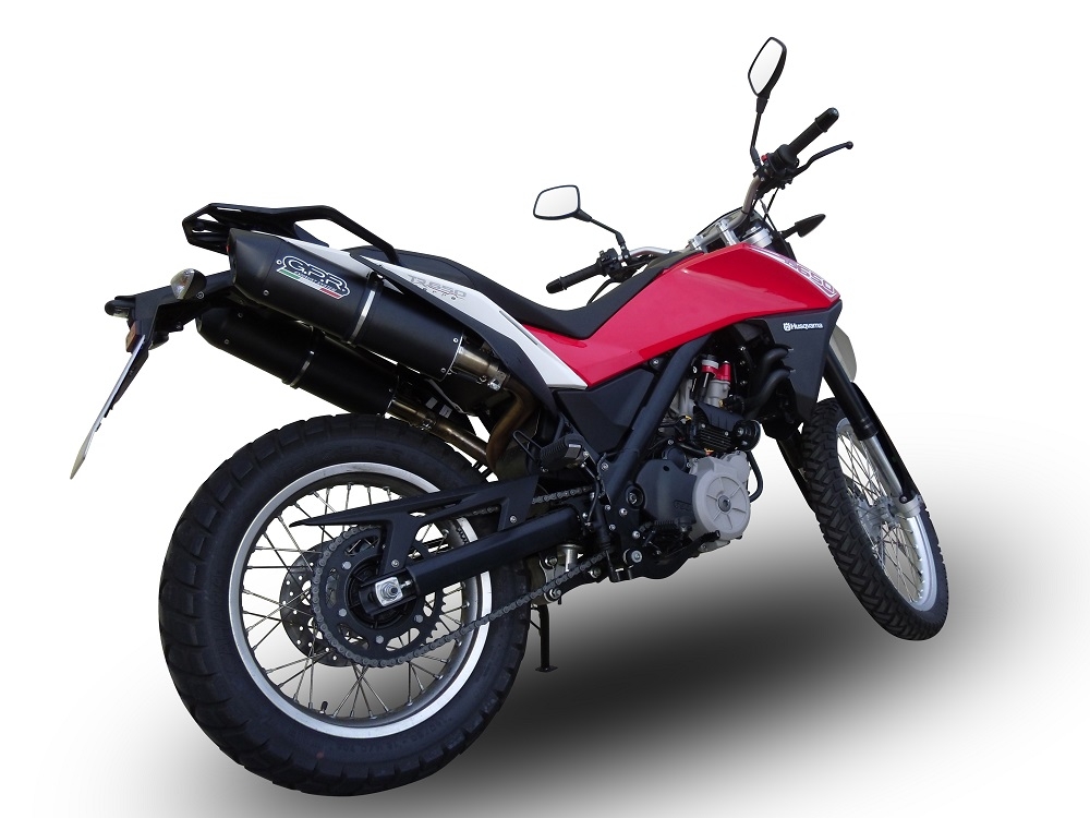 Escape compatível com Husqvarna TERRA - STRADA TR 650 2013-2015, Furore Nero, Par de silenciosos de escape homologadas, com db killer removível e tubos de ligação específicos 