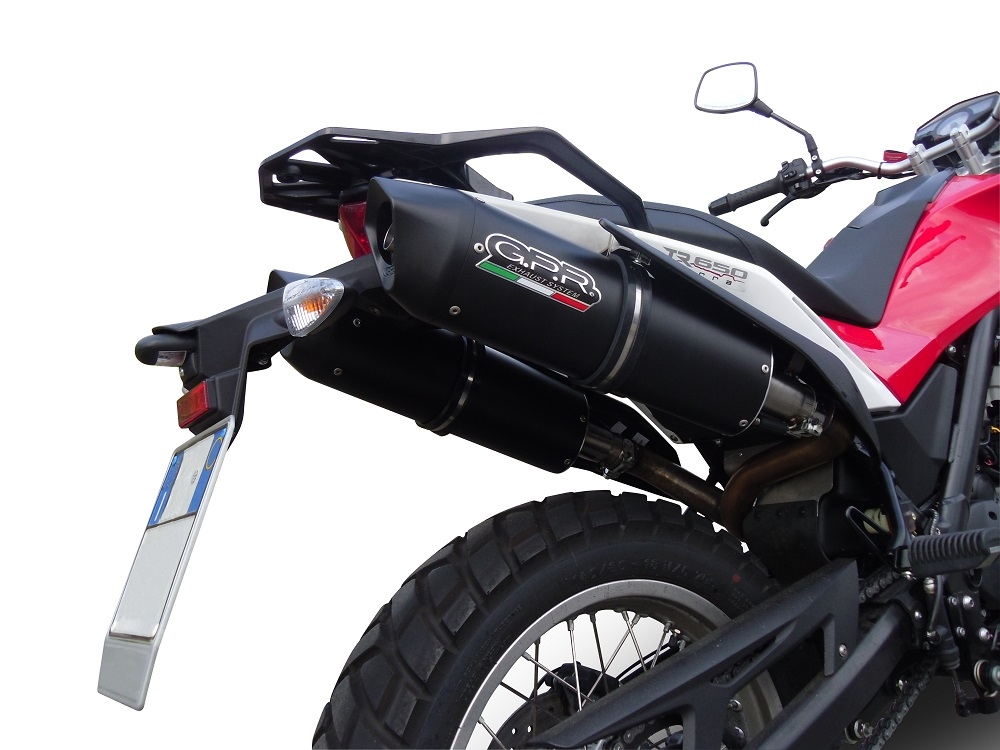 Escape compatível com Husqvarna TERRA - STRADA TR 650 2013-2015, Furore Nero, Par de silenciosos de escape homologadas, com db killer removível e tubos de ligação específicos 
