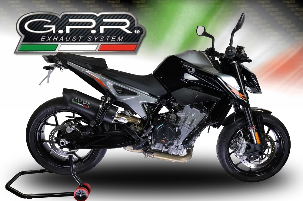 Escape compatível com Ktm Duke 790 2017-2020, Furore Evo4 Nero, Escape legal, homologado, silenciador com db killer removível e tubo de ligação específico 