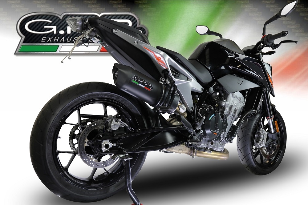 Escape compatível com Ktm Duke 790 2017-2020, Furore Evo4 Nero, Escape legal, homologado, silenciador com db killer removível e tubo de ligação específico 
