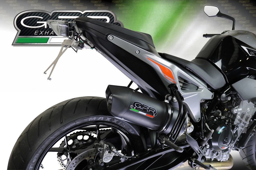 Escape compatível com Ktm Duke 790 2017-2020, Furore Evo4 Nero, Escape legal, homologado, silenciador com db killer removível e tubo de ligação específico 