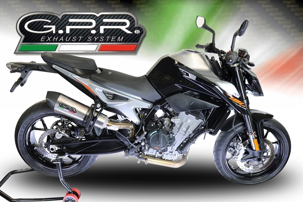 GPR escape compatível com  Ktm Duke 790 2021-2024, New Grand Prix Evo Titanium, Sistema racing Silencioso com tubo de ligação 