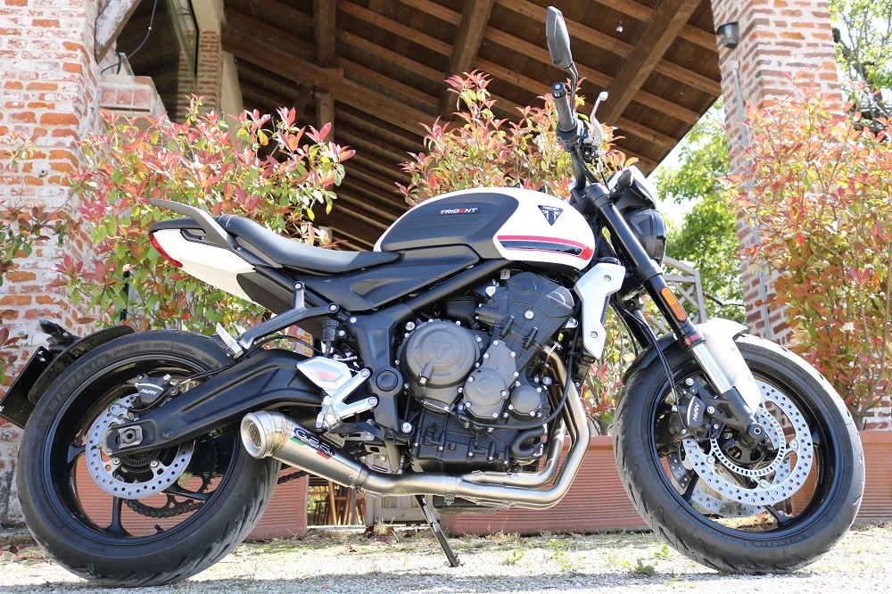 Escape compatível com Triumph Trident 660 2021-2024, Powercone Evo, Escape completo, não legal para países da UE, com db killer removível 