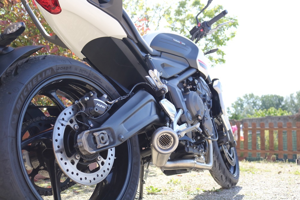 Escape compatível com Triumph Trident 660 2021-2024, Powercone Evo, Escape completo, não legal para países da UE, com db killer removível 