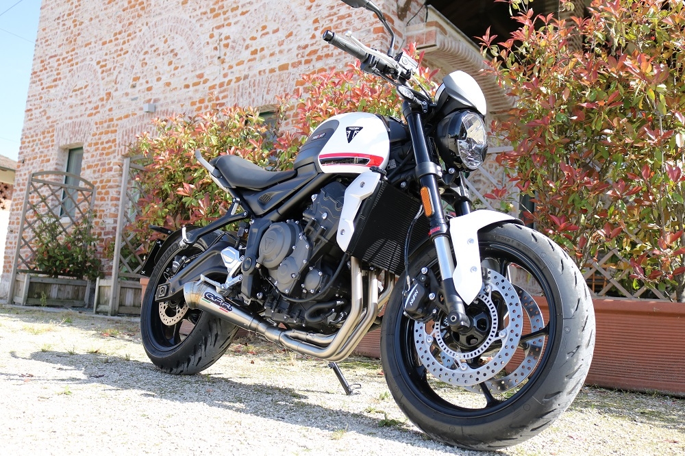 Escape compatível com Triumph Trident 660 2021-2024, Powercone Evo, Escape completo, não legal para países da UE, com db killer removível 