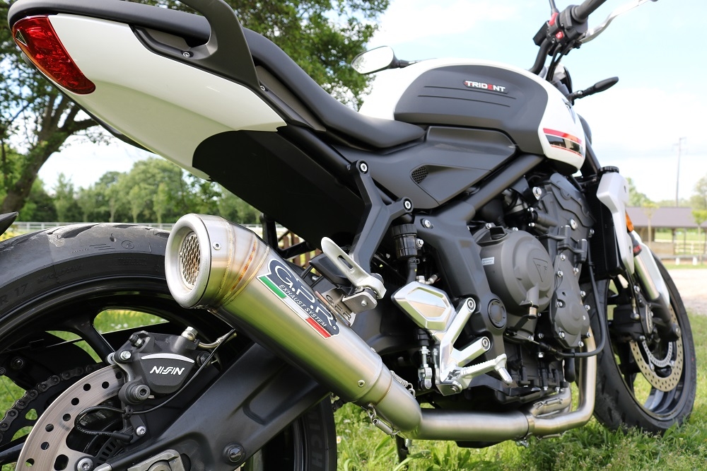 Escape compatível com Triumph Trident 660 2021-2024, Powercone Evo, Escape completo, não legal para países da UE, com db killer removível 