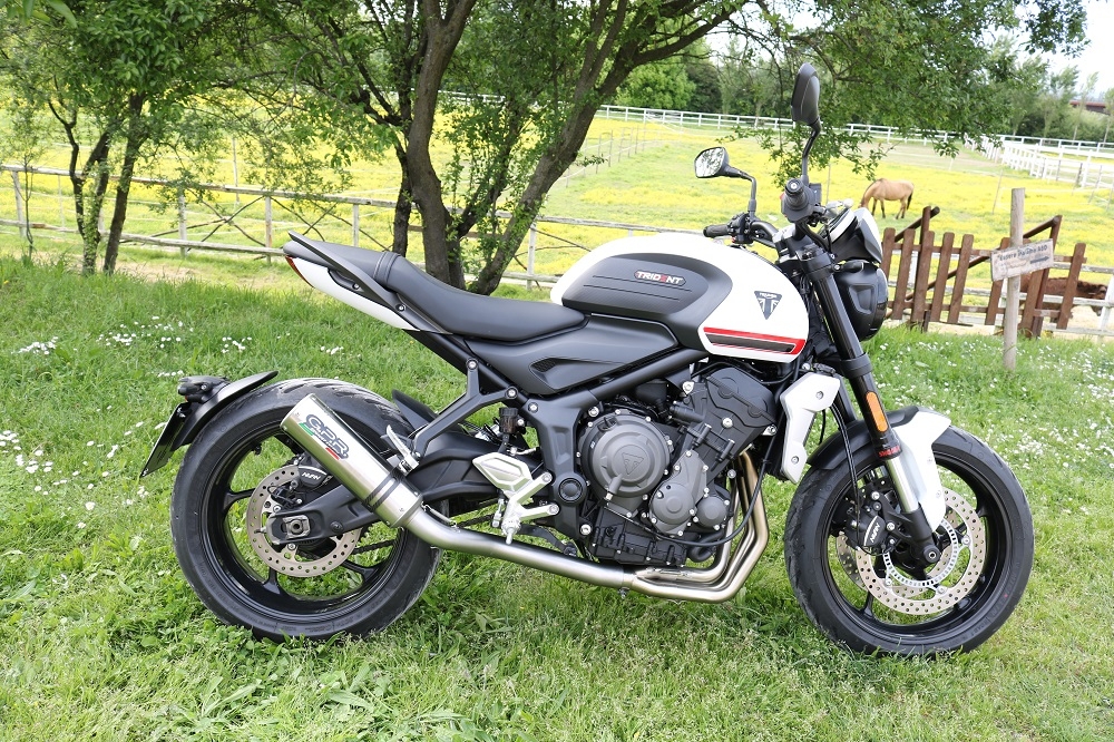 Escape compatível com Triumph Trident 660 2021-2024, M3 Inox , Escape completo, não legal para países da UE, com db killer removível 